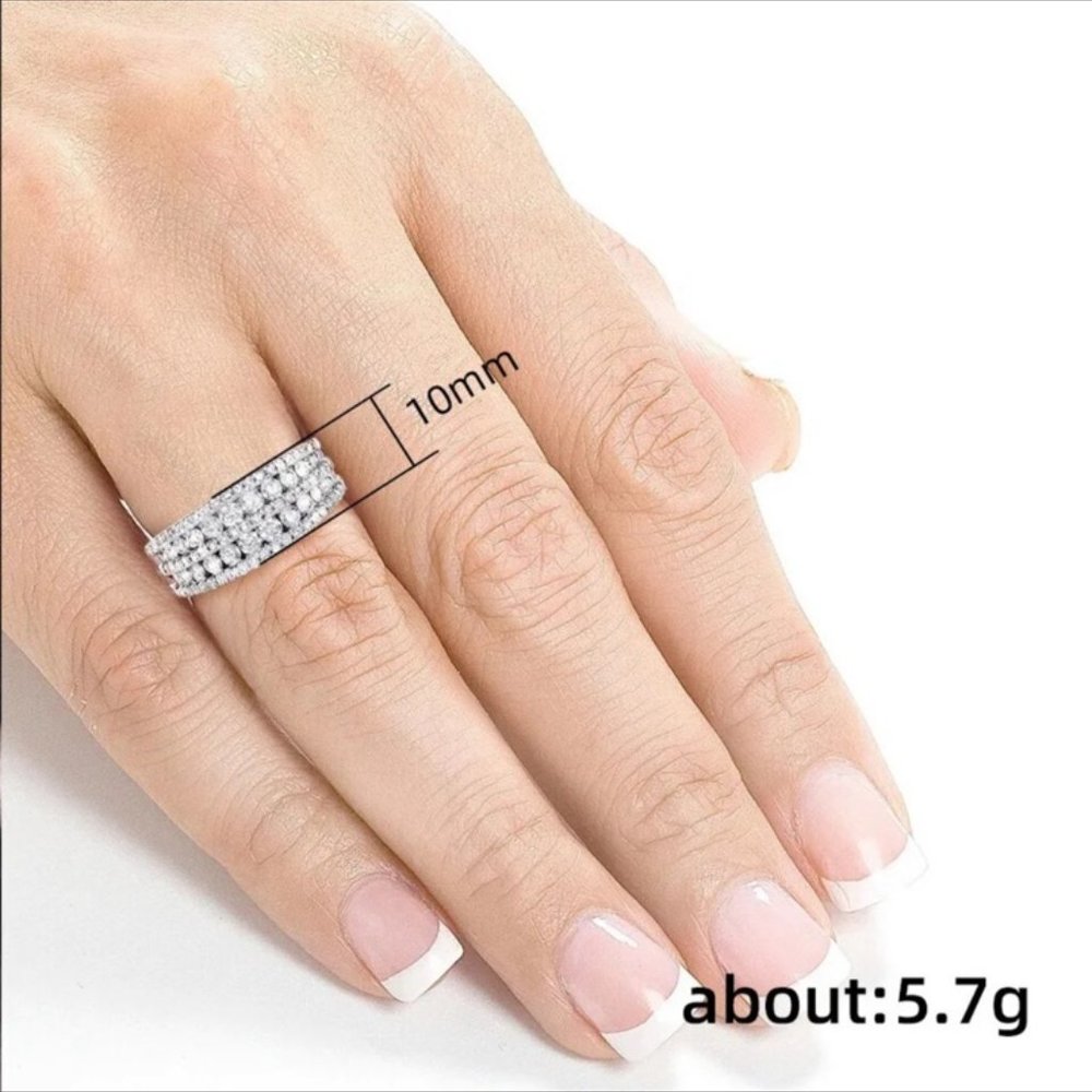 NEW MULTI LAYER S925 STERLING SILVER DIAMOND RING, BEAUTIFUL RING, SHINY RING. - Picture 7 of 7